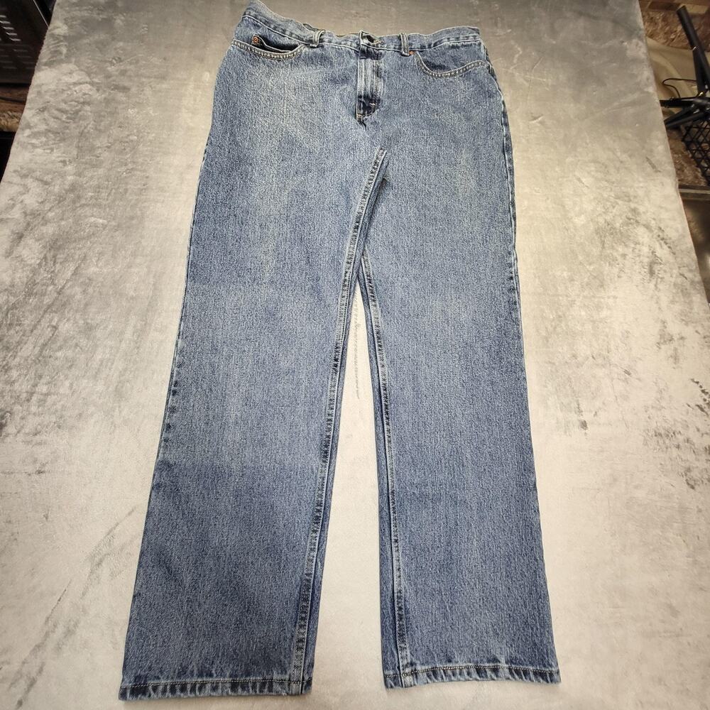 Lee Jeans Mens 36x32 Blue Relaxed Fit Straight Leg 5 Pocket Zip Fly Denim L675